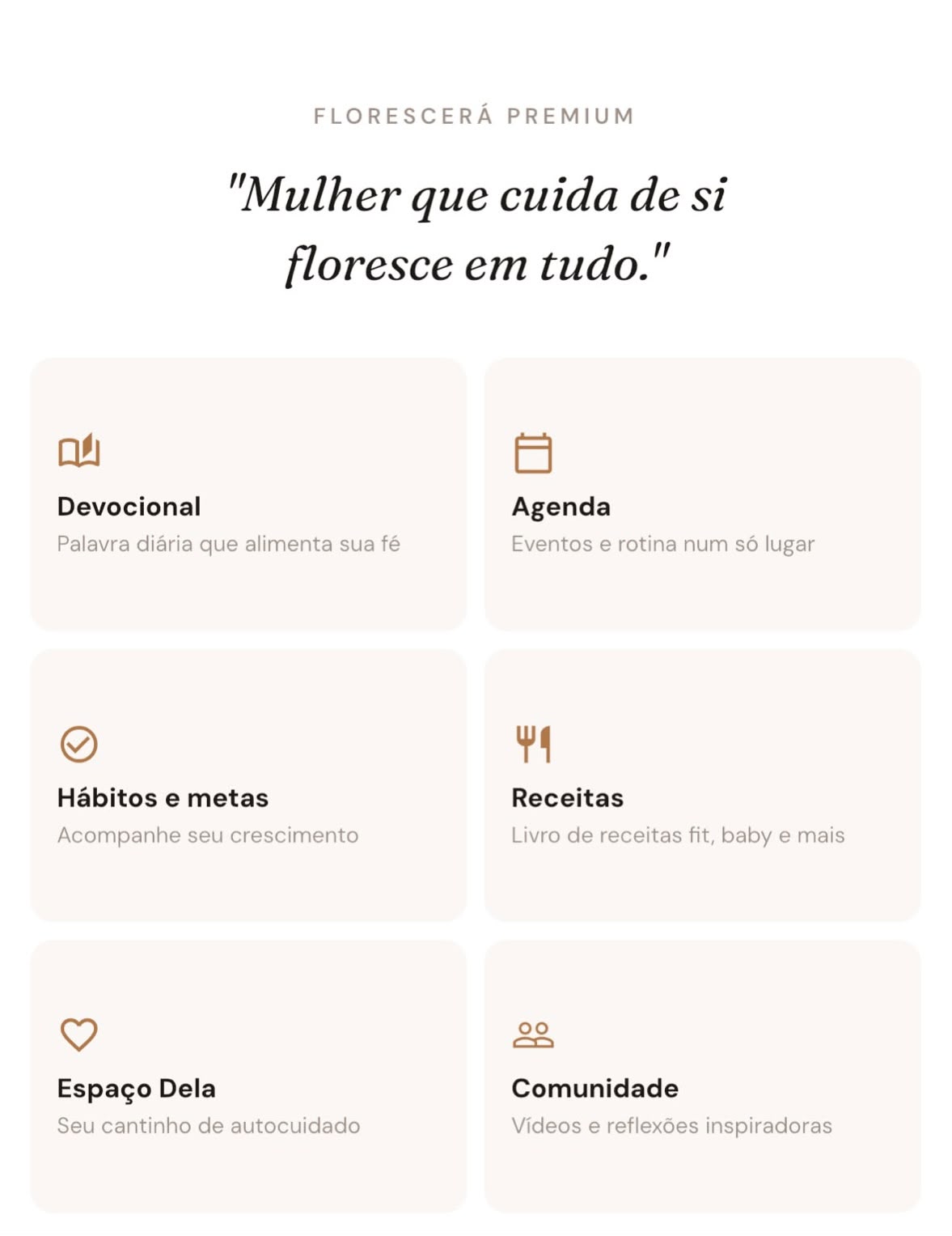 Tela do Aplicativo Florescerá — plano Premium